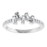 Platinum Natural Diamond Scattered Baguette Ring - view 3