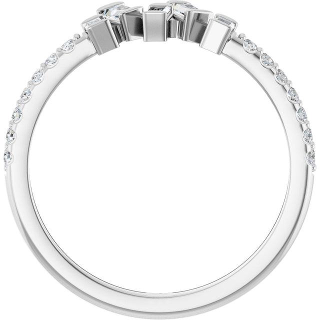 Platinum Natural Diamond Scattered Baguette Ring - view 2