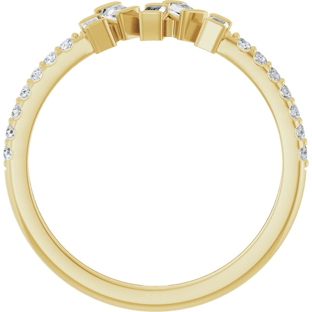 14K Gold Natural Diamond Scattered Baguette Ring - Yellow Gold - view 2
