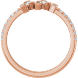 14K Gold Natural Diamond Scattered Baguette Ring - Rose Gold - view 2