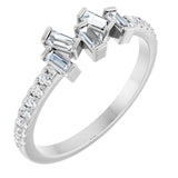 Platinum Natural Diamond Scattered Baguette Ring