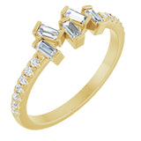 14K Gold Natural Diamond Scattered Baguette Ring - Yellow Gold