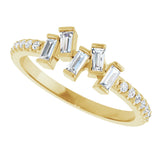 14K Gold Natural Diamond Scattered Baguette Ring - Yellow Gold - view 5