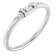 Platinum Straight Baguette Natural Diamond Accented Stackable Ring