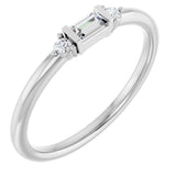 Platinum Straight Baguette Natural Diamond Accented Stackable Ring