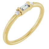 14K Gold Straight Baguette Natural Diamond Accented Stackable Ring – 3.5x2mm - Yellow Gold