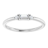 Platinum Straight Baguette Natural Diamond Accented Stackable Ring - view 3