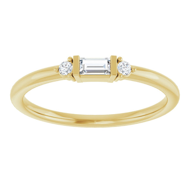 14K Gold Straight Baguette Natural Diamond Accented Stackable Ring – 3.5x2mm - Yellow Gold - view 3