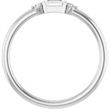 Platinum Straight Baguette Natural Diamond Accented Stackable Ring - view 2