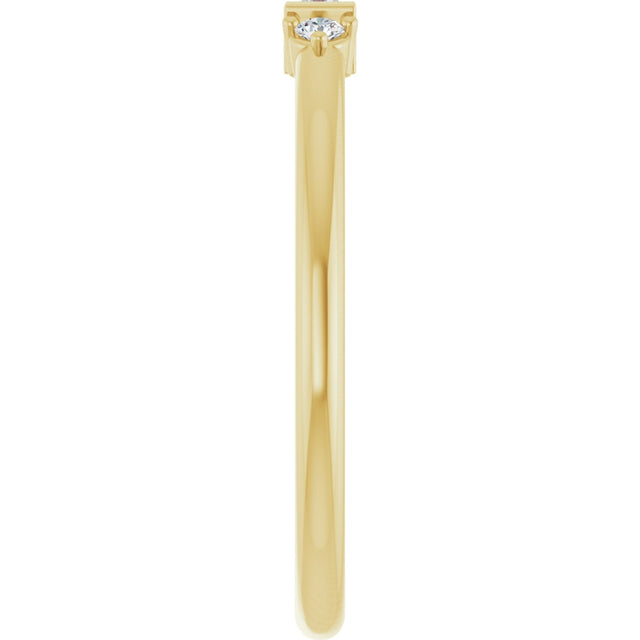 14K Gold Straight Baguette Natural Diamond Accented Stackable Ring – 3.5x2mm - Yellow Gold - view 4