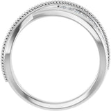 14K Gold Round Lab-Grown Diamond Criss-Cross Ring – 1.3mm Stones - White Gold - view 2