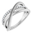 Platinum Round Natural Diamond Criss-Cross Ring V