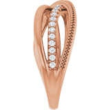 14K Gold Round Lab-Grown Diamond Criss-Cross Ring – 1.3mm Stones - Rose Gold - view 4