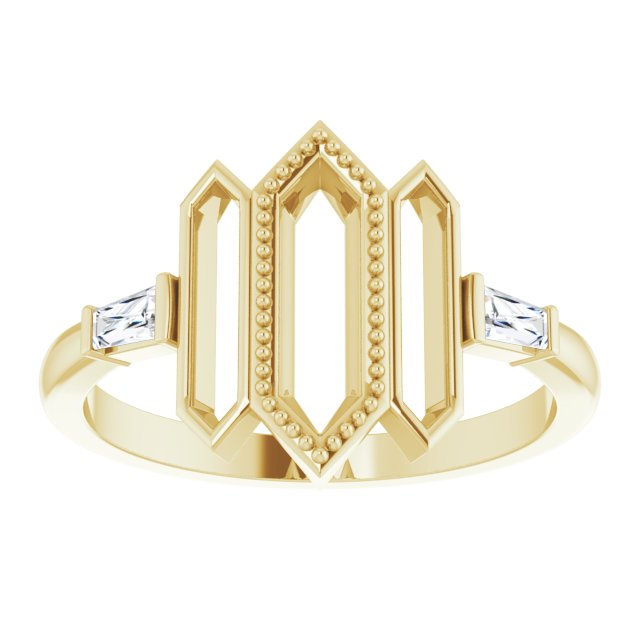 14K Gold Tapered Baguette Natural Diamond Geometric Ring - Yellow Gold - view 3