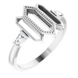 Platinum Tapered Baguette Natural Diamond Geometric Ring
