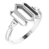 Platinum Tapered Baguette Natural Diamond Geometric Ring