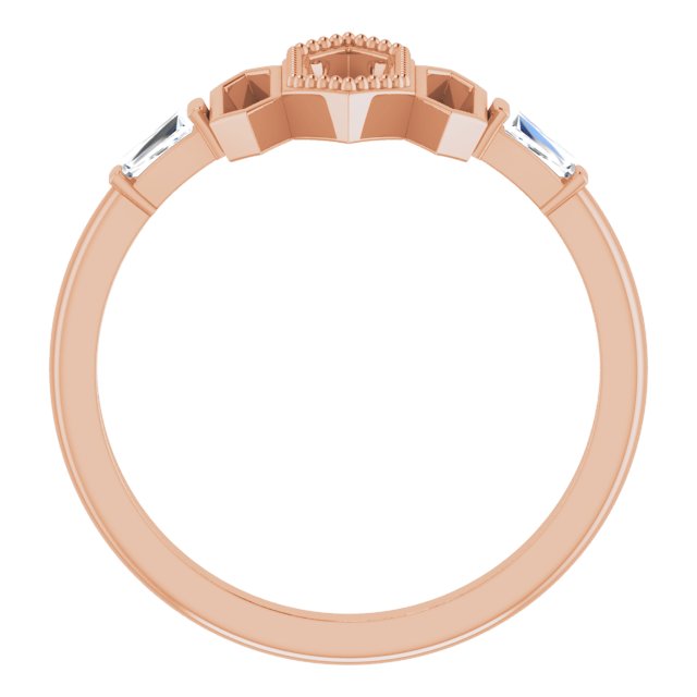 14K Gold Tapered Baguette Natural Diamond Geometric Ring - Rose Gold - view 2