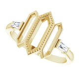 14K Gold Tapered Baguette Natural Diamond Geometric Ring - Yellow Gold - view 5