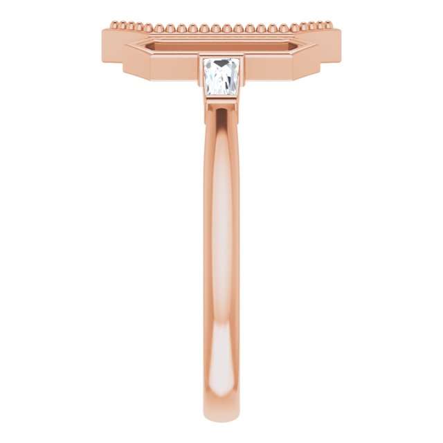 14K Gold Tapered Baguette Natural Diamond Geometric Ring - Rose Gold - view 4