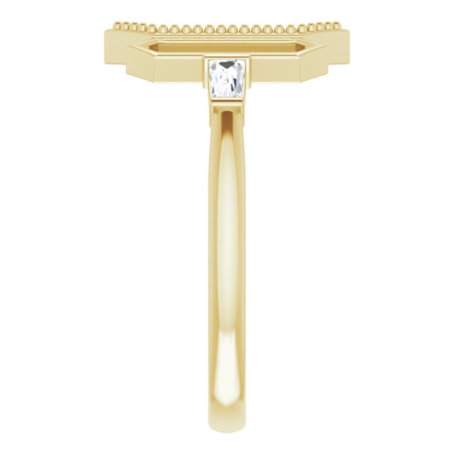 14K Gold Tapered Baguette Natural Diamond Geometric Ring - Yellow Gold - view 4