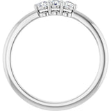 14K Gold Round Natural Diamond Three-Stone Anniversary Band – 2.5mm Stones - White Gold - view 2