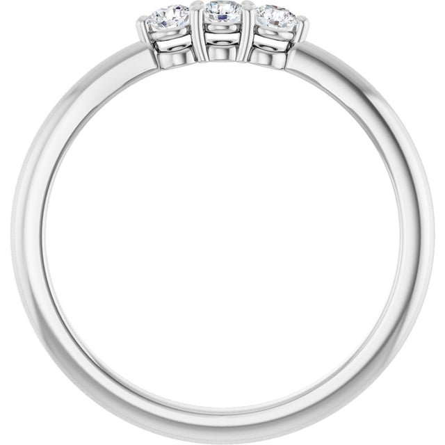 14K Gold Round Natural Diamond Three-Stone Anniversary Band – 2.5mm Stones - White Gold - view 2