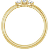 14K Gold Round Natural Diamond Three-Stone Anniversary Band – 2.5mm Stones - Yellow Gold - view 2