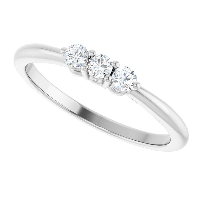 14K Gold Round Natural Diamond Three-Stone Anniversary Band – 2.5mm Stones - White Gold - view 5