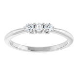 14K Gold Round Natural Diamond Three-Stone Anniversary Band – 2.5mm Stones - White Gold - view 3