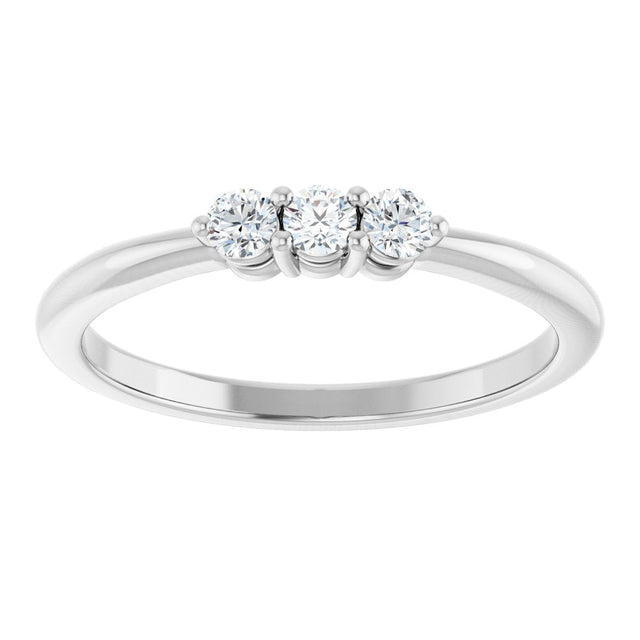 14K Gold Round Natural Diamond Three-Stone Anniversary Band – 2.5mm Stones - White Gold - view 3