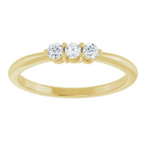 14K Gold Round Natural Diamond Three-Stone Anniversary Band – 2.5mm Stones - Yellow Gold - view 3