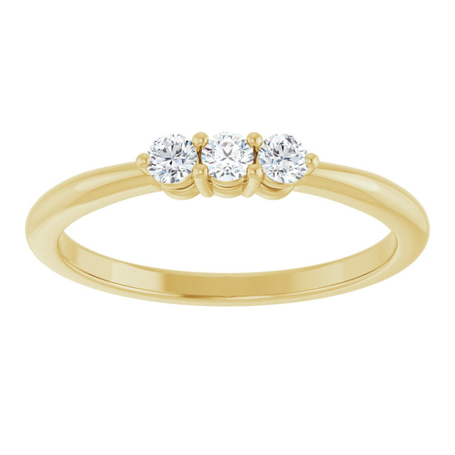 14K Gold Round Natural Diamond Three-Stone Anniversary Band – 2.5mm Stones - Yellow Gold - view 3