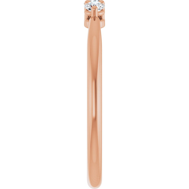 14K Gold Round Natural Diamond Three-Stone Anniversary Band – 2.5mm Stones - Rose Gold - view 4