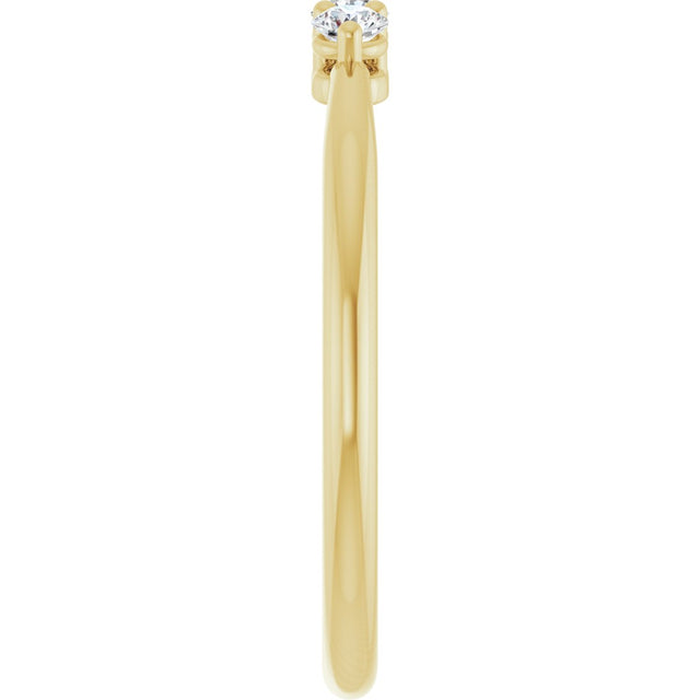 14K Gold Round Natural Diamond Three-Stone Anniversary Band – 2.5mm Stones - Yellow Gold - view 4