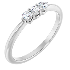Platinum Round Natural Diamond Three-Stone Anniversary Band – 2.5mm Stones
