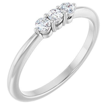 Platinum Round Natural Diamond Three-Stone Anniversary Band – 2.5mm Stones