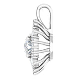 14K Gold Oval Natural White Sapphire Halo-Style Necklace or Pendant - White Gold - view 3