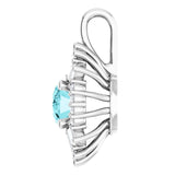 Platinum Oval Natural Blue Zircon Halo-Style Necklace or Pendant - view 3