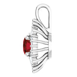 Platinum Oval Natural Mozambique Garnet Halo-Style Necklace or Pendant - view 3
