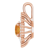 14K Gold Oval Natural Citrine Halo-Style Necklace or Pendant - Rose Gold - view 3