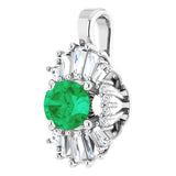 Platinum Oval Natural Emerald Halo-Style Necklace or Pendant - view 2