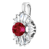 Platinum Oval Natural Ruby Halo-Style Necklace or Pendant - view 2