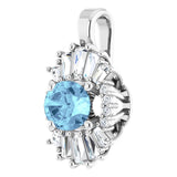 Platinum Oval Natural Aquamarine Halo-Style Necklace or Pendant - view 2