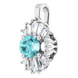 Platinum Oval Natural Blue Zircon Halo-Style Necklace or Pendant - view 2