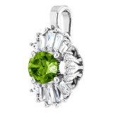 14K Gold Oval Natural Peridot Halo-Style Necklace or Pendant - White Gold - view 2