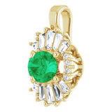 14K Gold Oval Natural Emerald Halo-Style Necklace or Pendant - Yellow Gold - view 2
