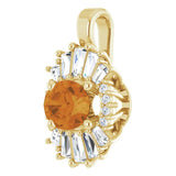 14K Gold Oval Natural Citrine Halo-Style Necklace or Pendant - Yellow Gold - view 2
