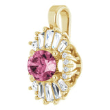 14K Gold Oval Natural Pink Tourmaline Halo-Style Necklace or Pendant - Yellow Gold - view 2
