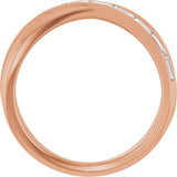 14K Gold Straight Baguette Natural Diamond Channel-Set Criss-Cross Ring - Rose Gold - view 2