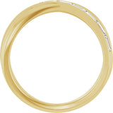 14K Gold Straight Baguette Natural Diamond Channel-Set Criss-Cross Ring - Yellow Gold - view 2